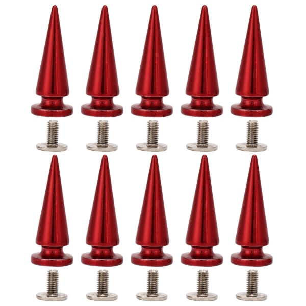 10 sæt 10*26 mm kobberkuglenitte metalstuds med skruesæt til DIY lædertaskesko (rød)