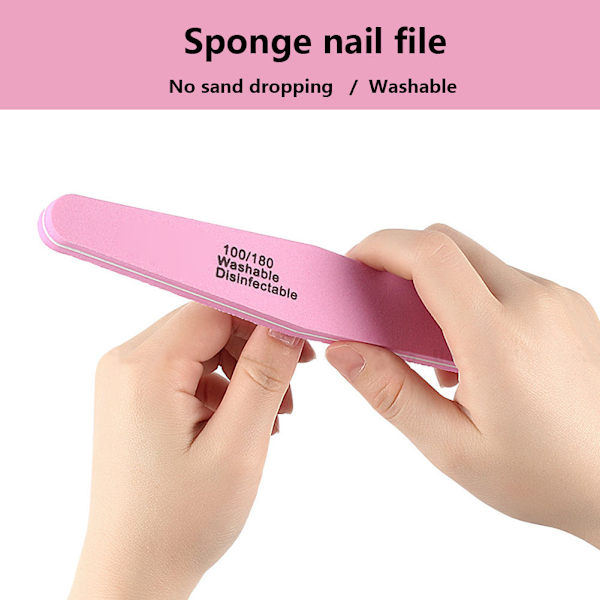 10 st Nagelfil Dubbelsidig Nagelbuffert Slipning Buffning Polerremsa Manikyrverktyg Rosa