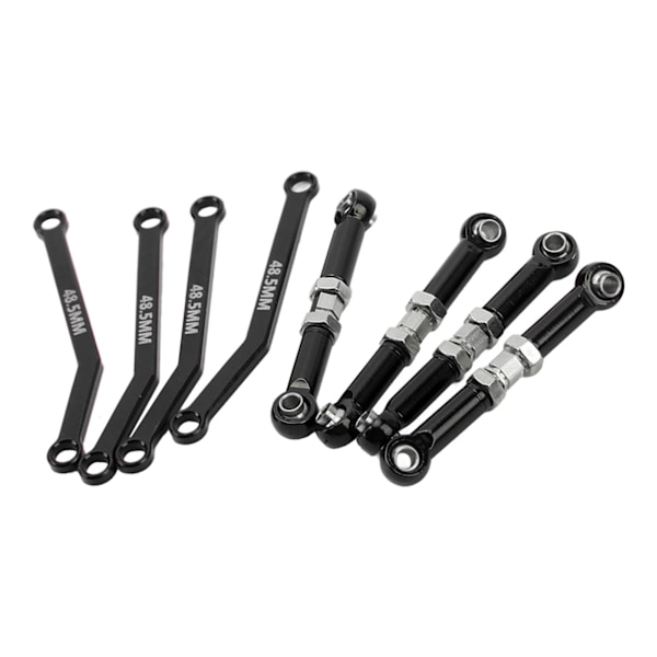 8PCS Högt Markfrigång Fram Länkar Set 1/24 Aluminiumlegering Stål Slitstark Crawler Bil Upphängnings Länkar Set för FMS Svart