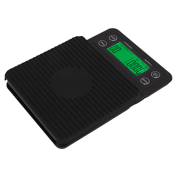 Kaffevekt Timing Multi Units 0,1g Nøyaktighet Bærbar Elektronisk Vekt med Isolasjonspute for Kjøkken Utendørs Svart 3KG/6,6lb