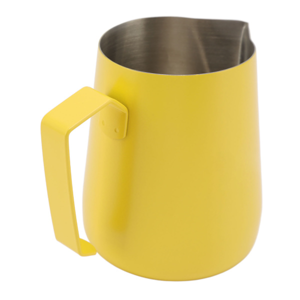 450 ml mjölkskummare i rostfritt stål 304, mjölkskummare för kaffebarer och hem, gul