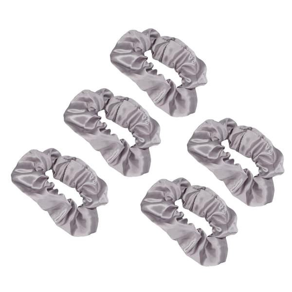 5 st lysande scrunchies, lysande grå satin elastisk glöd i mörkret hår scrunchy för kvinnor