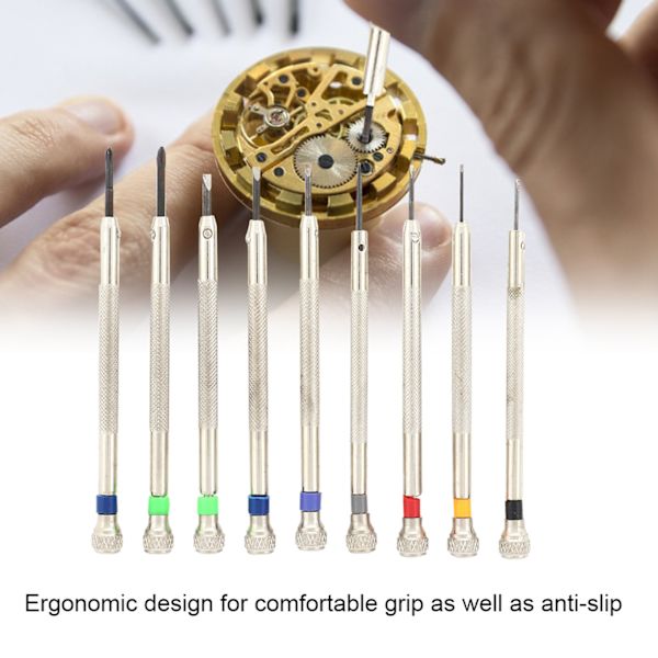 9 st 0,8 mm-2,0 mm watch Skruvmejselsats Verktyg för reparation av watch