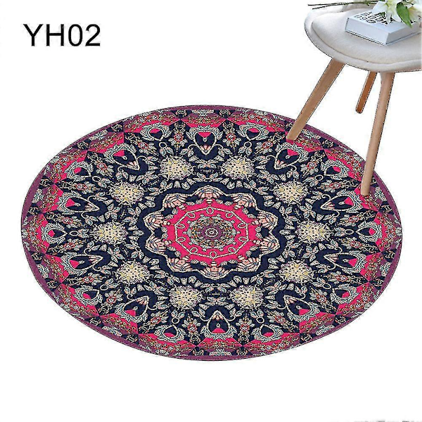 80x80cm Pyöreä Mandala Alue Matto Lattiamatto Tyyny Makuuhuone Olohuone Sisustus YH02