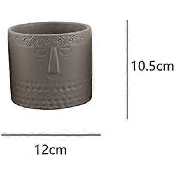 Set med 2 keramiska blomkrukor för suckulenter, kreativa blomkrukor för vardagsrum, kontor (vit + grå)