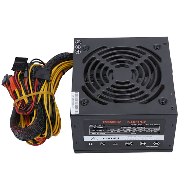 Computer strømforsyning til stationære computere, tilbehør, lydløs ventilator, manuelt justerbar 115/230V ATX 24‑PINEU-stik
