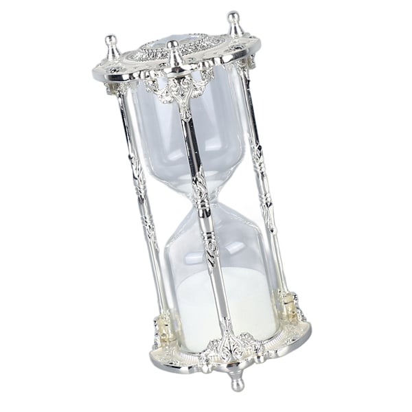 Antik Sand Timeglas Timer Metal Elegant 15 Minutter Dekorativ Timeglas til Bryllup Hjemmekontor Hvid