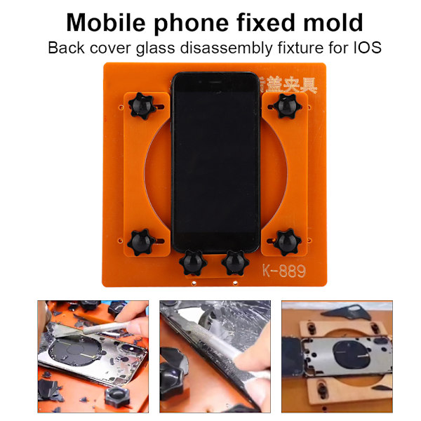 Plast Mobiltelefon Baksida Kåpa Glas Fixtur Bakre Skal Demontering Fixerad Form för IOS 8PXRXS MAX