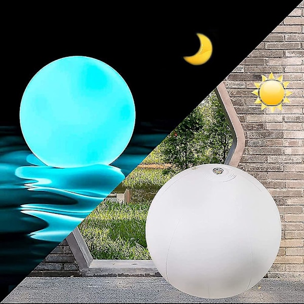 LED Strandball Badeleker, Oppblåsbar Lysende Strandball, Flytende Bassenglys med Fjernkontroll, 4 Moduser, for Utendørs Festdekorasjon