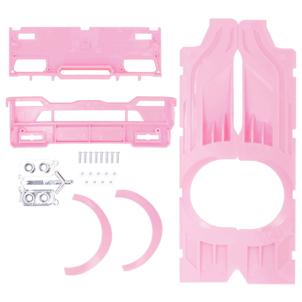 RC bred karosseri stort omgivande kåpa plastmodifieringssatser passar för WPL D12 RC lastbil rosa