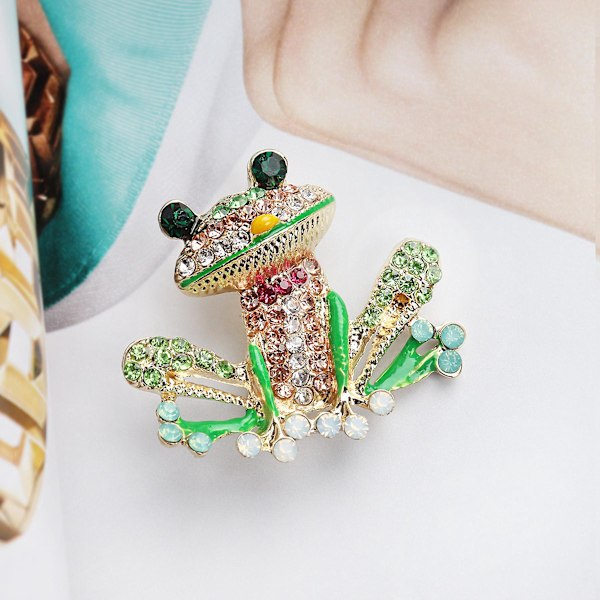 Groda Emalj Rhinestone Brosch Nål - Modeaccessoar för Kvinnor och Män