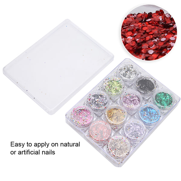 12st Nail Art Powder DIY Nageldekoration Glitter Shining Pigment för Nail Art Salon