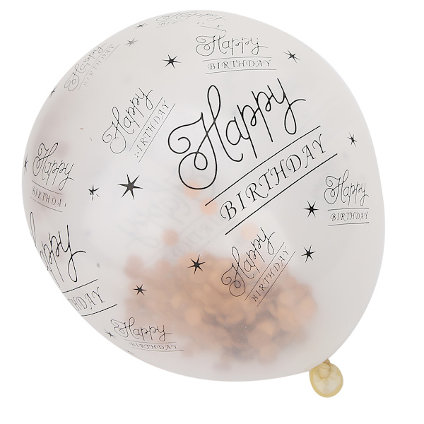10 st latex transparenta ballonger med texten \"Grattis på födelsedagen\" för födelsedagsfest, bröllopsdag, dekorationsrosguldpaljetter