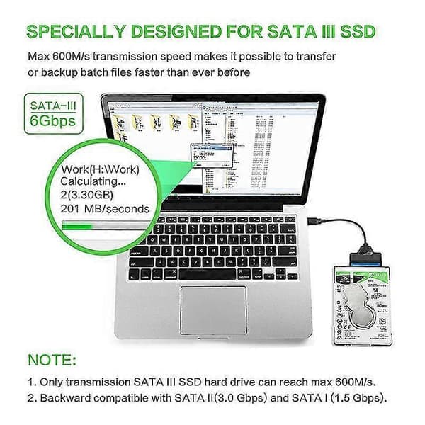USB 3.0 SATA SSD HDD Adapterkabel Konverter - Høyhastighets Dataoverføring