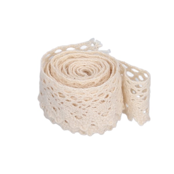 Spetsband DIY Bomullsnät 2,5 cm Bredd 20 Yards Utsökt spetskant för Gardinkläder Bordsduk PresentdekorationBeige
