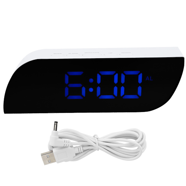 LED Digitalklocka 12/24 Timmars Konvertering Justerbar Ljusstyrka Sängklocka GHY-0801Blå