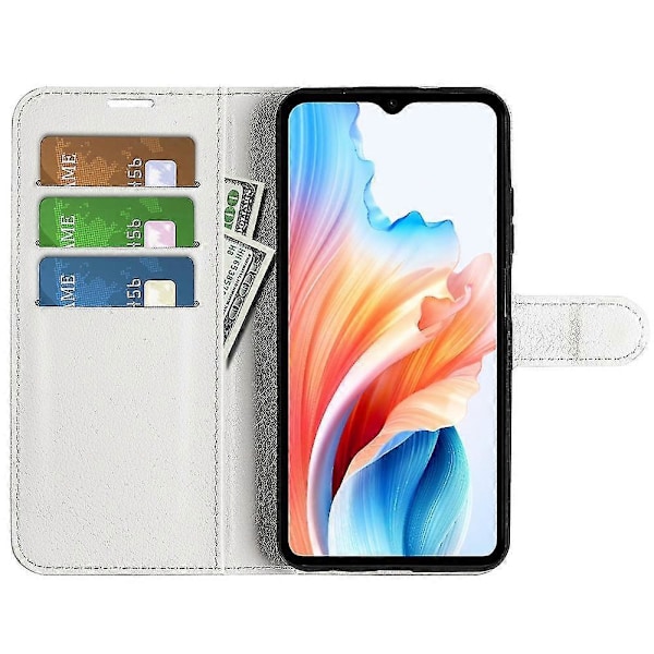 For Oppo A38 4G Deksel Lommebok Telefon Shell Litchi Tekstur Stativ Lærdeksel Zekai Hvit Stil B Oppo A38 4G
