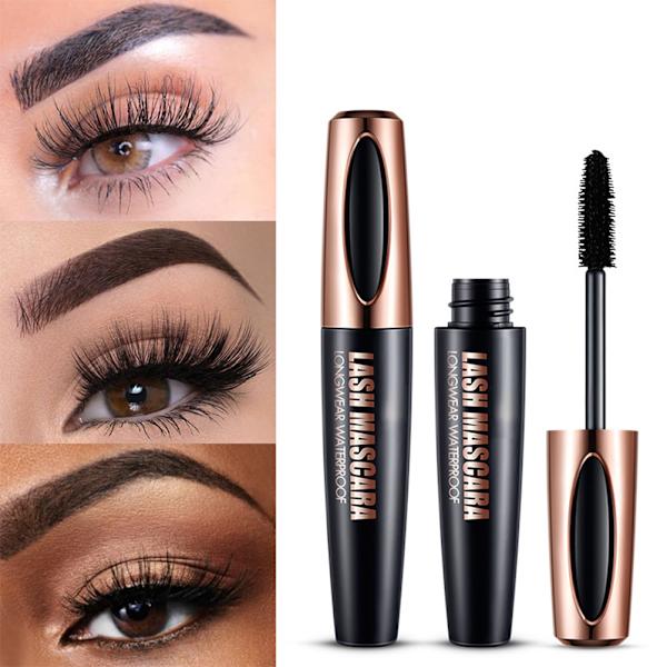 4D Silkefiber Vippemascara Vandfast Mascara Tyk Forlængende Øjenvipper Extension Kosmetisk Værktøj