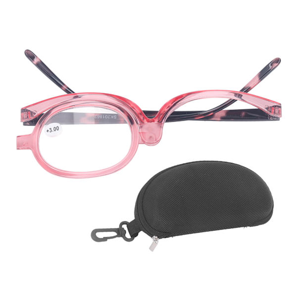 Makeup-briller Lette foldebare, roterende enkeltglas, forstørrelsesglas, kosmetiske briller med stilfuldt etui +3,00
