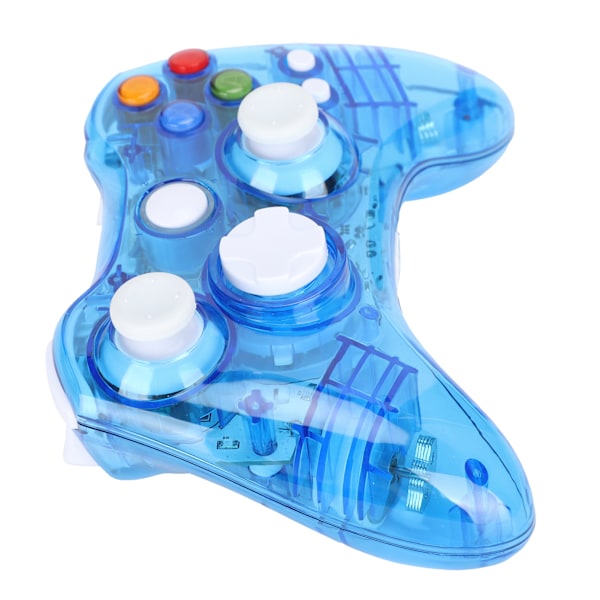 Trådlös spelkontroll Transparent datorspelkontroll med ljus för X360/WindowsBlue