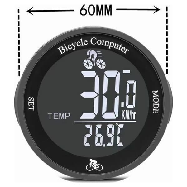 Vandtæt trådløs cykelcomputer speedometer med LCD-baggrundsbelysning, multifunktionel cykelkilometertæller,