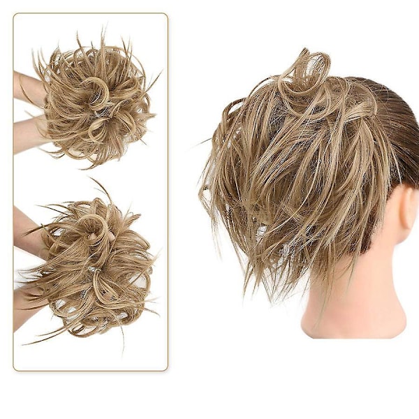Rørete Chignon Hårforlengelse - Blond Syntetisk Hårstykke for Kvinner og Jenter (Lys Brun)