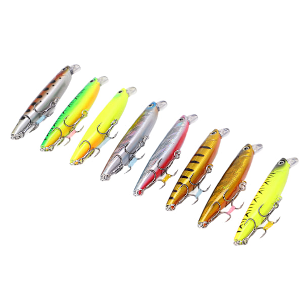 8 stk. 8 cm/14 g Minnow fiske lokkemad synkende hårde agn sæt super lang støbt VIB lokkemad til bas ørred aborre