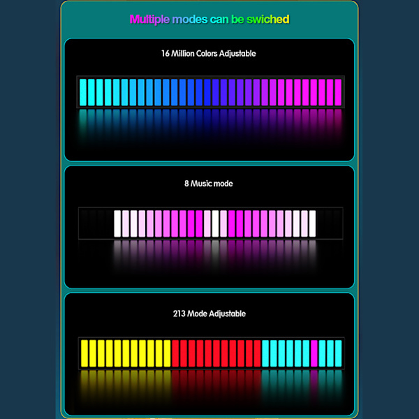 Lydreaktiv LED-lysbjelke RGB Fargerik APP-kontroll Lyd Musikkrytme Dynamisk Striplys for Bilspill PC TV-rom