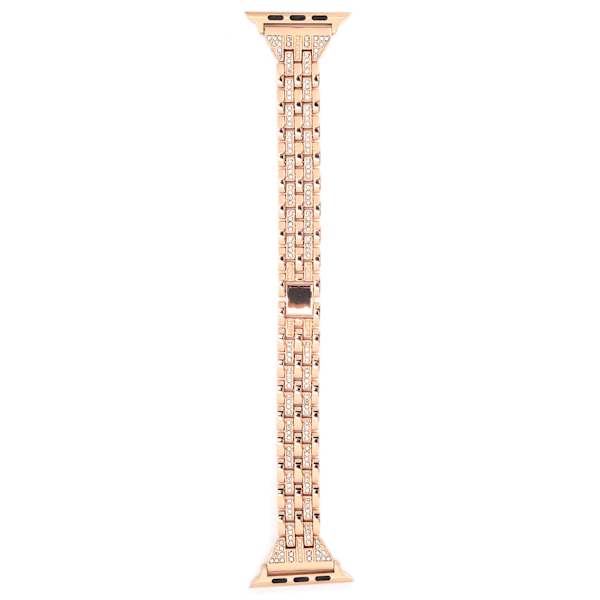 Klockarmband Dubbla rader Rhinestones‑prydda ersättningsmetallband för IOS Watch 42mm / 44mmRose Gold