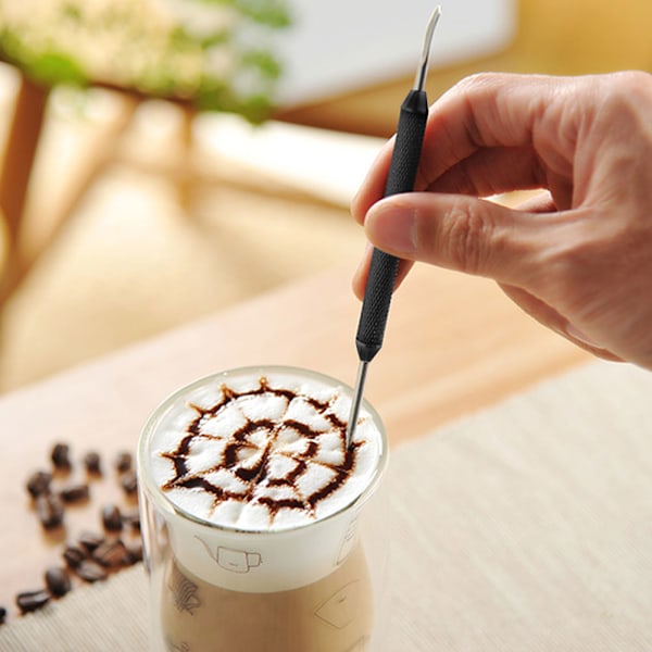 Dekoreringsverktøy i rustfritt stål for kaffetrekknåler DIY Kaffeekunstnåler Kjøkkenutstyr