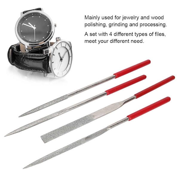 4st Multi fil Smycken Polering Bearbetning Träsnideri Metall Handfil Set