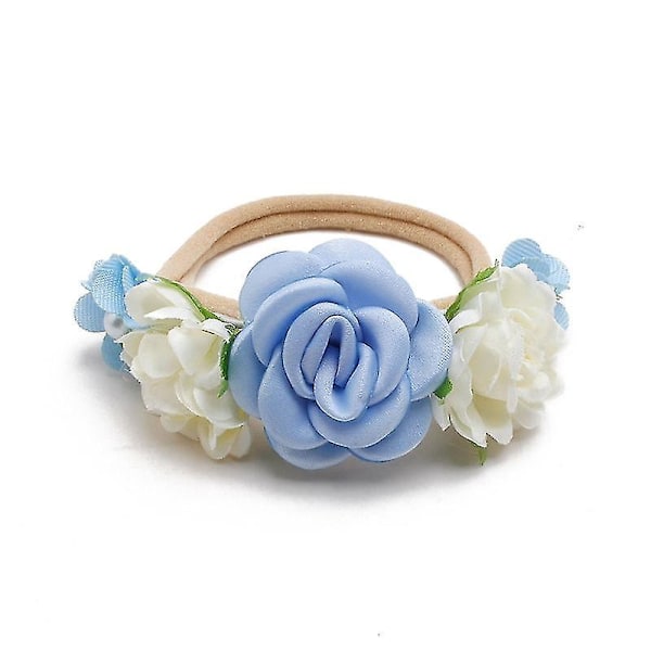 Baby Princess Artificial Flower Headband - Soft Elastic Nylon Hair Band for Newborns and Toddlers