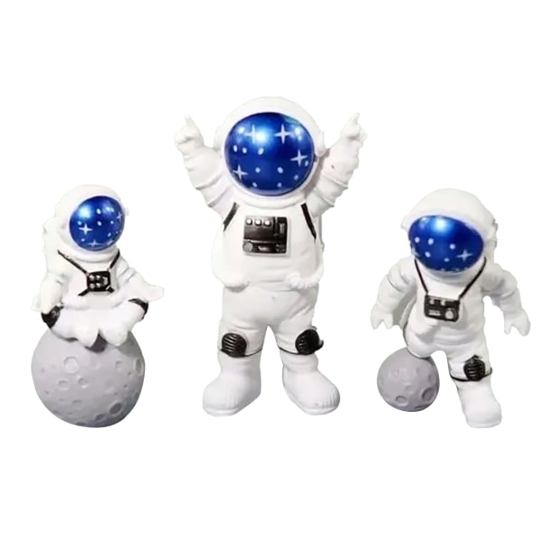 3 kappaleen astronauttihahmot söpö pohjoismainen tyyli PVC avaruusmies työpöydän koriste kakkukoristeluun lastenhuone makuuhuone kirjahylly