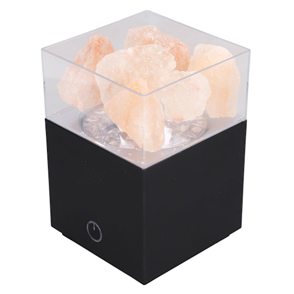 LED Farverig Himalaya Salt Lampe Fjernbetjening Firkant Salt Blok Lampe Negativ Ion Luftrensning LampeSort