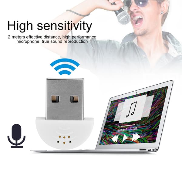 Bærbar USB Mini Studio Talemikrofon Opptak Lyd MIC Adapter For Datamaskin PC Hvit
