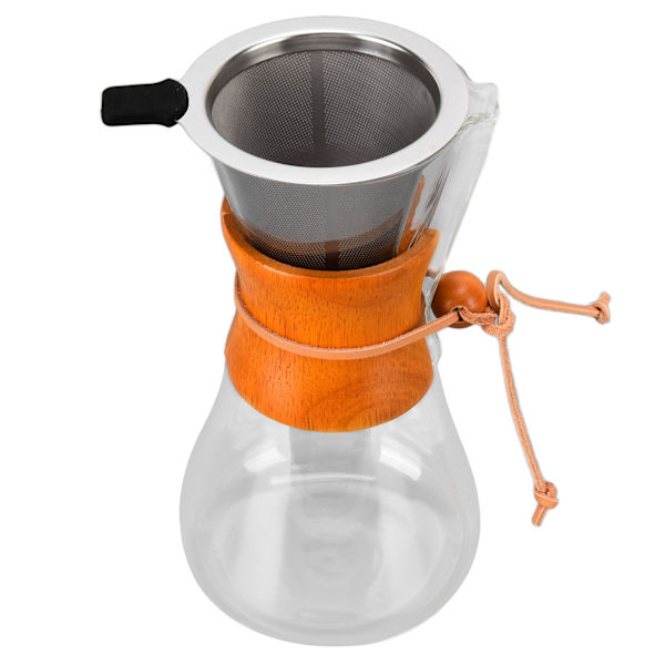 550 ml hæld-over kaffebrygger i bambus, klassisk varmebestandig glas kaffemaskine til hjemmet, kontoret og caféen
