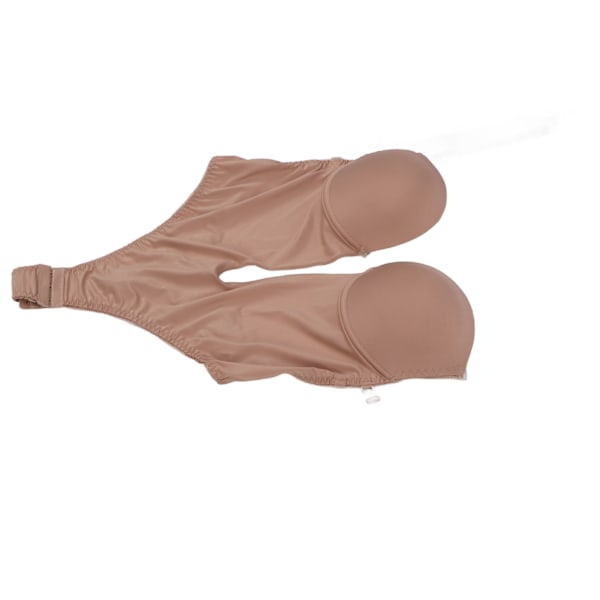 Kvinnors enfärgade underkläder, charmig djup V-underkläder, body för cosplay, aftonklänning, bröllopsklänning, mörkbrun