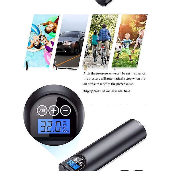 Mini Uppladdningsbar Pneumatisk Kompressor 150PSI / Min Digital Elektrisk Luftkompressor med LCD-Display