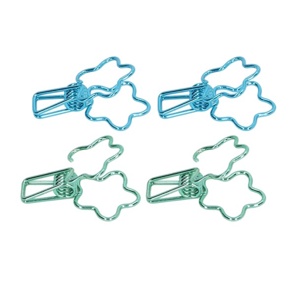 100 stk. Binder Clips Hule Søde Blomsterform Robuste Metal Små Binder Clips til Kontordokumenter Konto