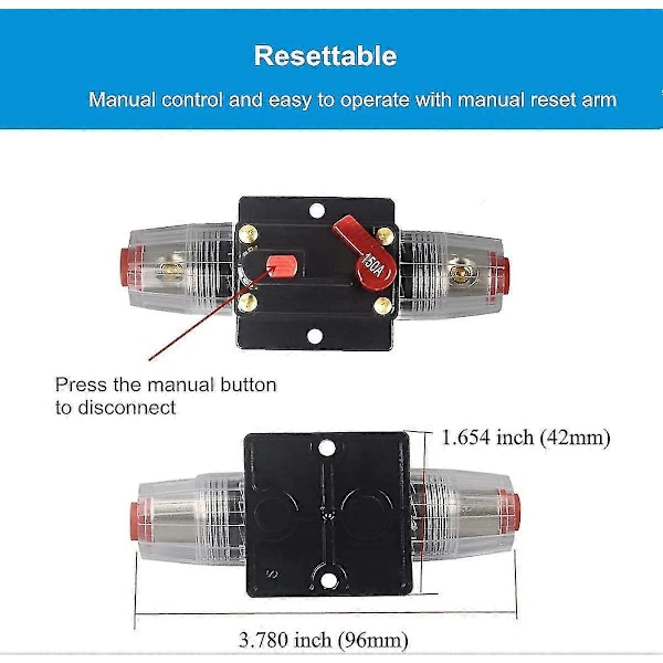 30a 40a 50a 60a 80a 100a 150a Audio Strømafbryder Auto Bil Stereo Inline Sikringsholdere Inverter, Manuel Reset 12v-24v Dc Til Automotive Marine