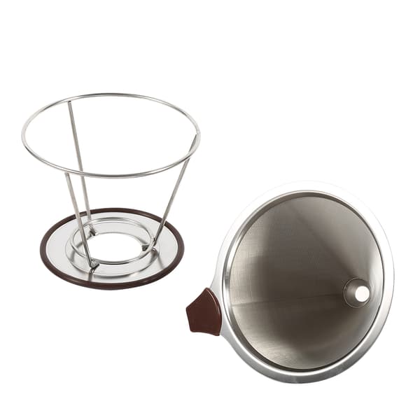 1x Bærbar 304 Rustfritt Stål Dryppfilter Dobbeltlags Mesh Kaffetrakter Filterholder Infuser
