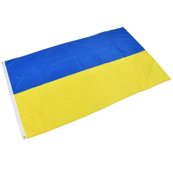 Ukrainan lippu Polyesteripongee Vivid Color UV-haalistumaton digitaalinen tulostus Ukrainan lippu