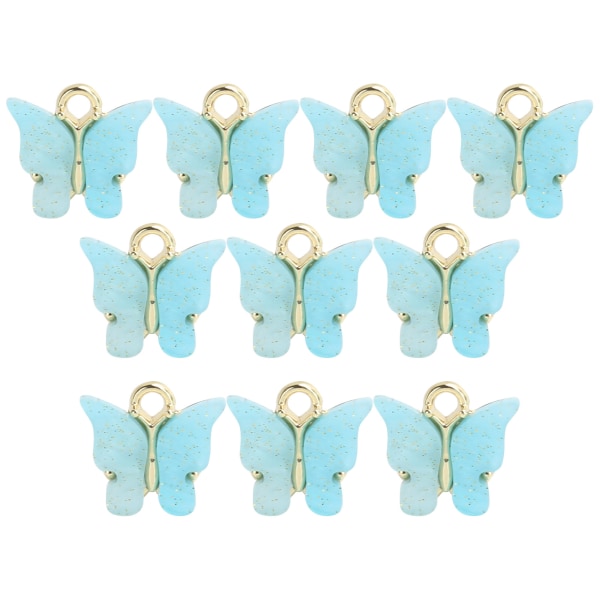 10 stk. Butterfly Shape Pendant Smykker Halskæde Armbånd Ørering Crafts Making Accessory Blue