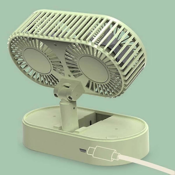 Mini ventilator med dobbelt hoved, bærbar foldeventilator