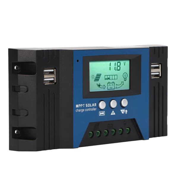 12V 24V Solar ladekontroller regulator 4 USB-porter 5V 2.5A parameterjusterbar LCD-skjerm for hjemmebobil båt 100A