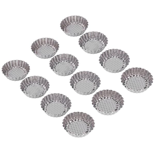 12 STK eggterteform rund kakeform i rustfritt stål cupcakeform bakeverktøy for kjøkkendessertbutikk