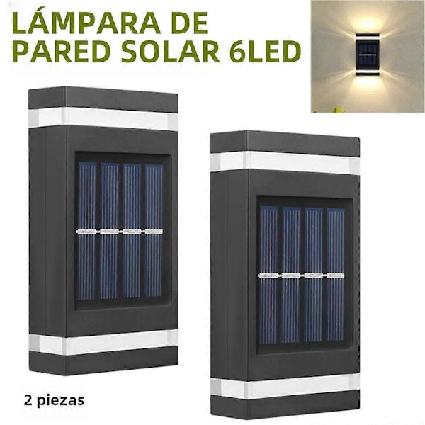 Solar Væglampe Udendørs Vandtæt Op og Ned Lys Have Dekoration Solar Hjem Ekstern Belysning Varmt Lys 2 stk