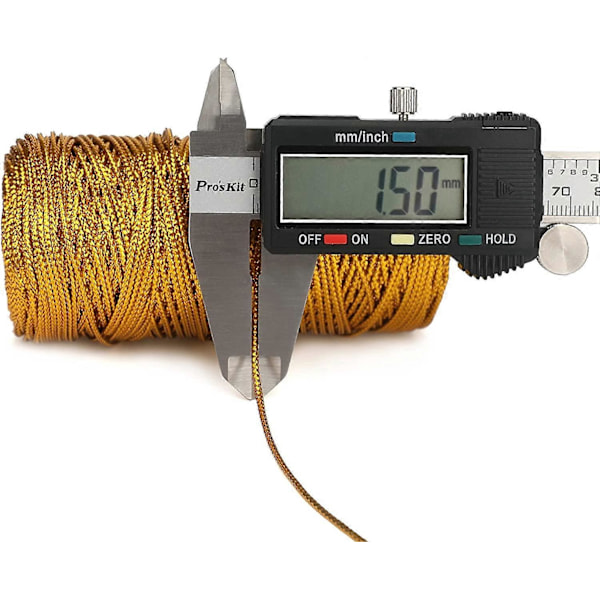 Metallinen kultalanka kultainen nyöri 1,5 mm askarteluun, lahjapaketointiin, joulukoristeluun (ei-elastinen)