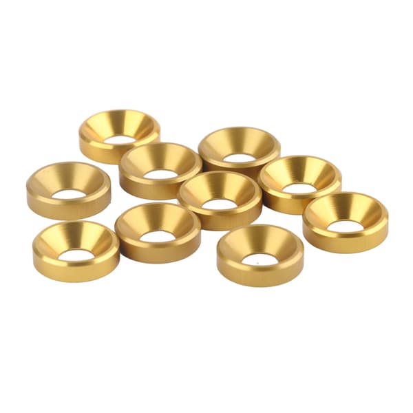 10 st M4 anodiserade försänkta brickor packning aluminiumlegering guld