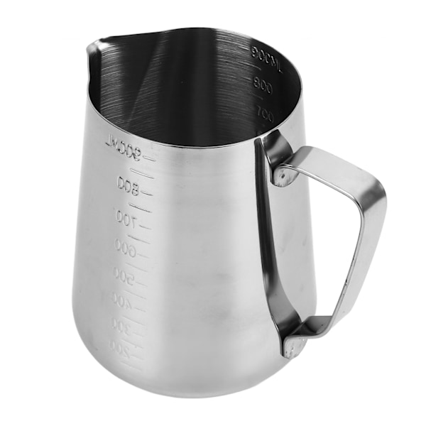 Mælkeskummerkande i rustfrit stål, skummekrukke, blandebeholder, kande med skala til kaffedrikke, 900 ml